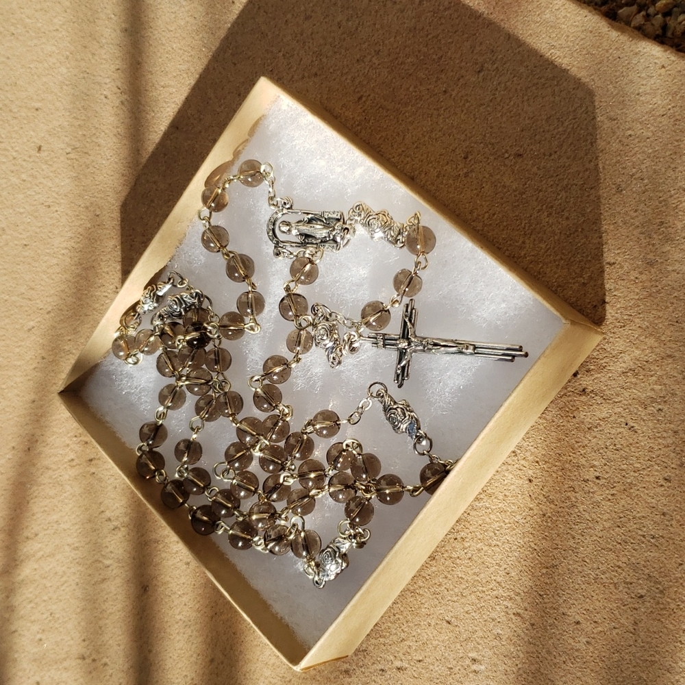 Smoky Quartz Rosary in Gift Box - Picture 4 of 5